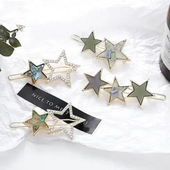 

NEW 1 Pcs Creative simple Rhinestone hairpin five-pointed star hair clips wild acetate ins net red hair accessories barrettes