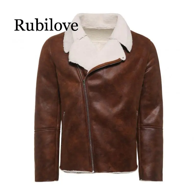 Rubilove, высокое качество, модный дизайн, для мужчин, осень, зима, высокий ворот, теплый мех, подкладка, отворотом, кожа, на молнии, верхняя одежда, верхнее пальто, новинка