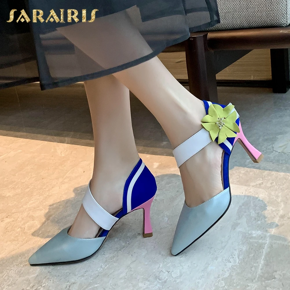 

Sarairis New Fashion Genuine Leather Strange Style Elegant Party Pumps Woman Shoes Pointed Toe Hook & Loop Spring Shoes Women