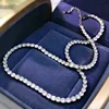 Wong Rain 925 Sterling Silver Created Moissanite Gemstone Anniversary Full Diamond Chain Choker Unisex Necklace