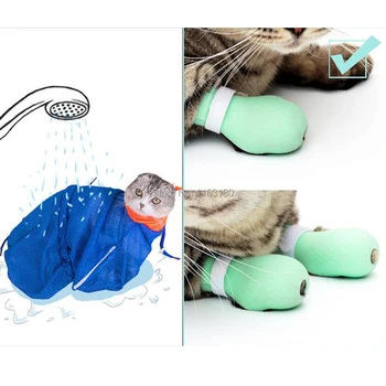 

2 Sets/lot Cat Paw Protector Bath Shoes Washing Soft Silicone Anti-Scratch Boots Cat Grooming Supplies