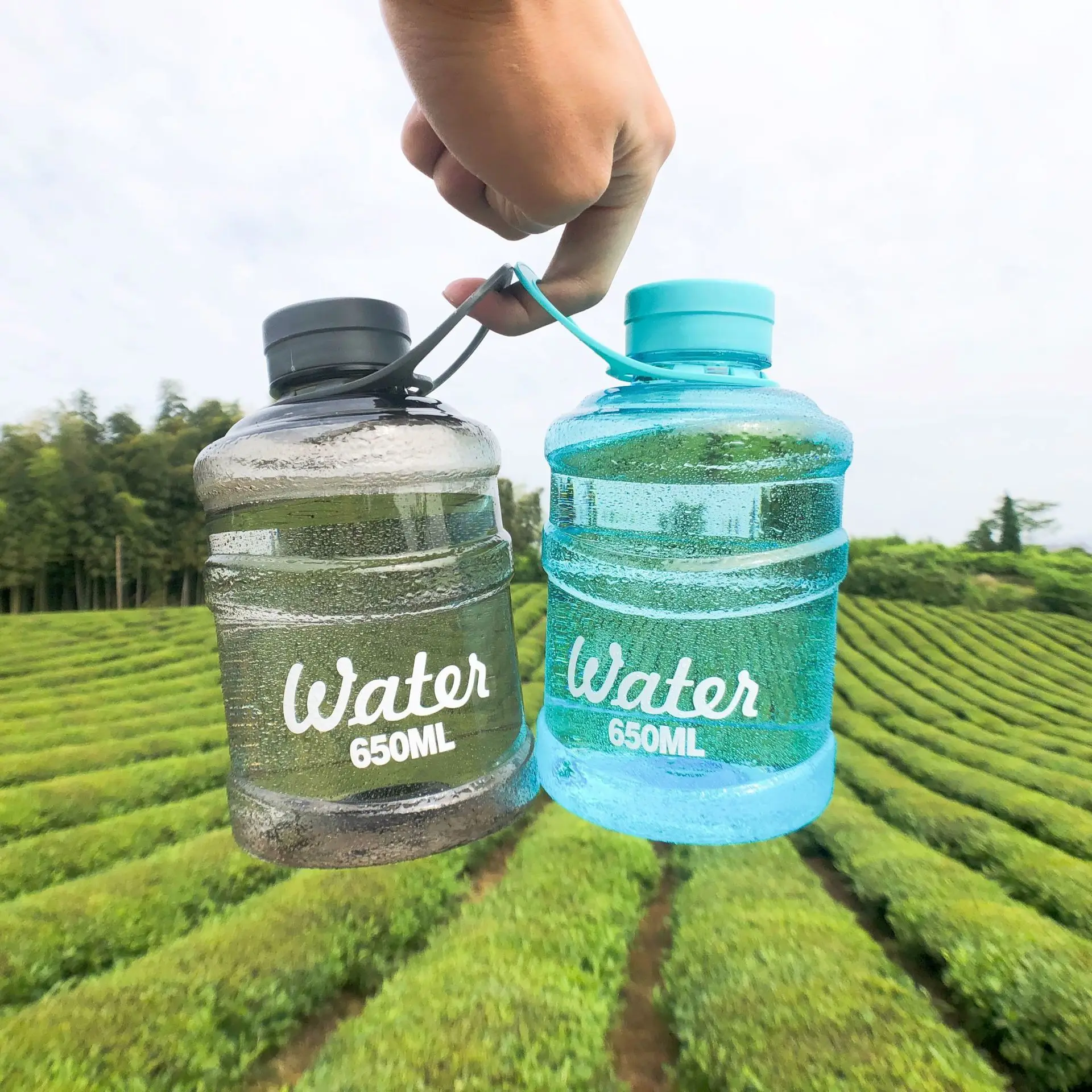 650ml Bucket Water Bottle Outdoor Plastic Water Bottle Mini Portable Sport Bottles Shaker Tour Fruit Drinking Bottle With Rope