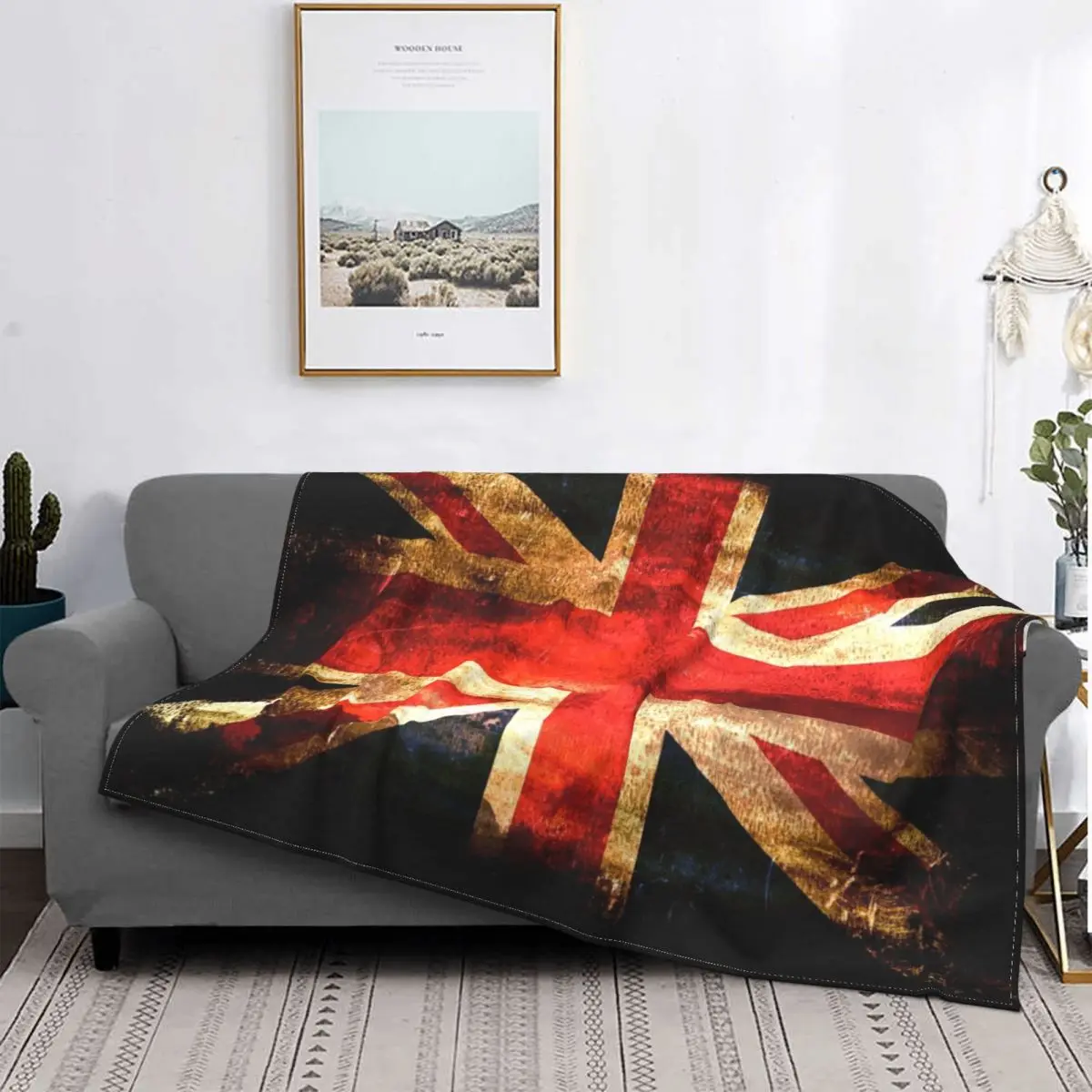 

Union Grunge Flag Blankets Flannel Summer Travel Multi-function Soft Throw Blanket for Bed Bedroom Plush Thin Quilt
