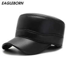 Новая мужская зимняя военная шапка из искусственной кожи мужская шапочка из спандекса однотонная плоская шапка зимняя шапка Casquette Gorras Para Hombre Мужская s бейсболка