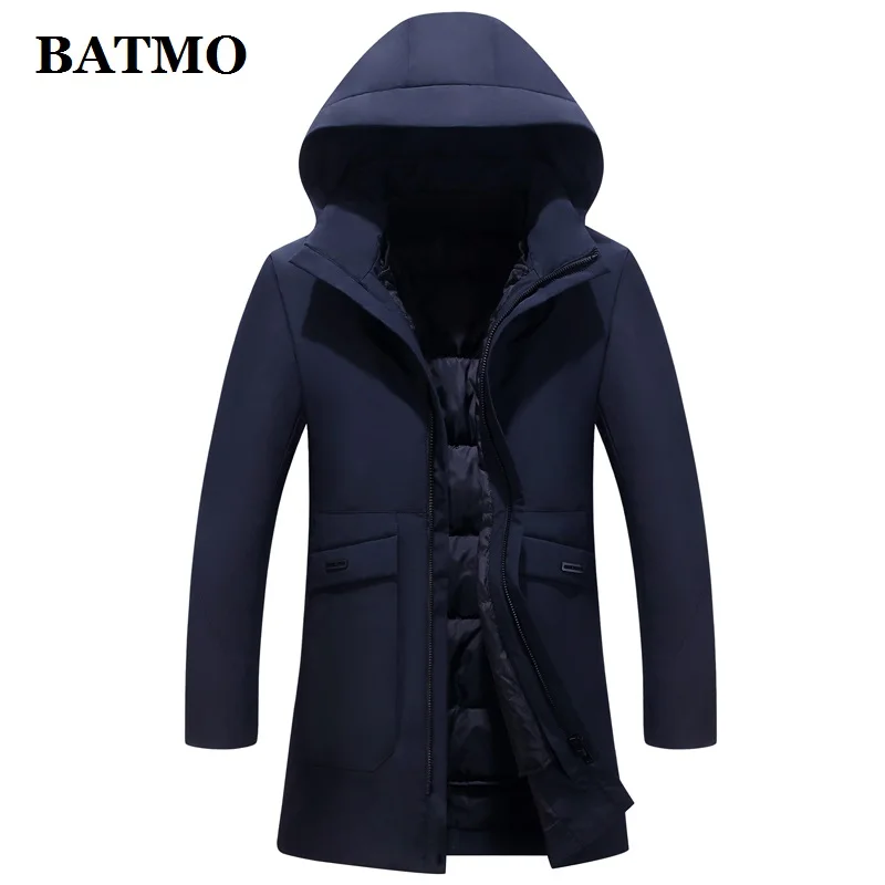 BATMO 80% Белые куртки с капюшоном на утином пуху для мужчин, мужские толстые пуховики, большие размеры M-4XL 967