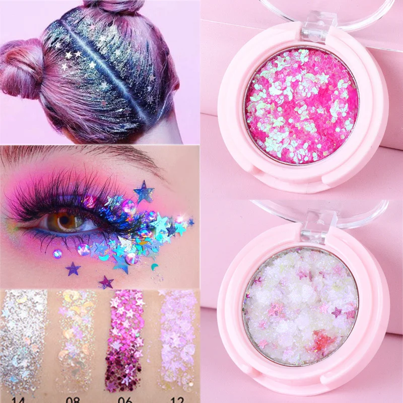 

14 Colors Glitter Eyeshadow Holographic Pigment Mermaid Body Eye Face Sequin Gel Festival Cosmetics Makeup Pallete Maquillaje