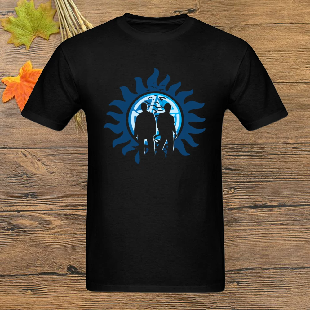 Crew Neck Fabric Men T-Shirt Supernatural Tv Show Logo Tshirt Hunt Or Be Hunted Tees Europe Tee Shirts Tops Wholesale |