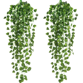 

Practical 2Pcs Artificial Ivy Garland Fake Hanging Vine Plants Faux Foliage Garland for Party Wedding Garden Kitchen Home Office