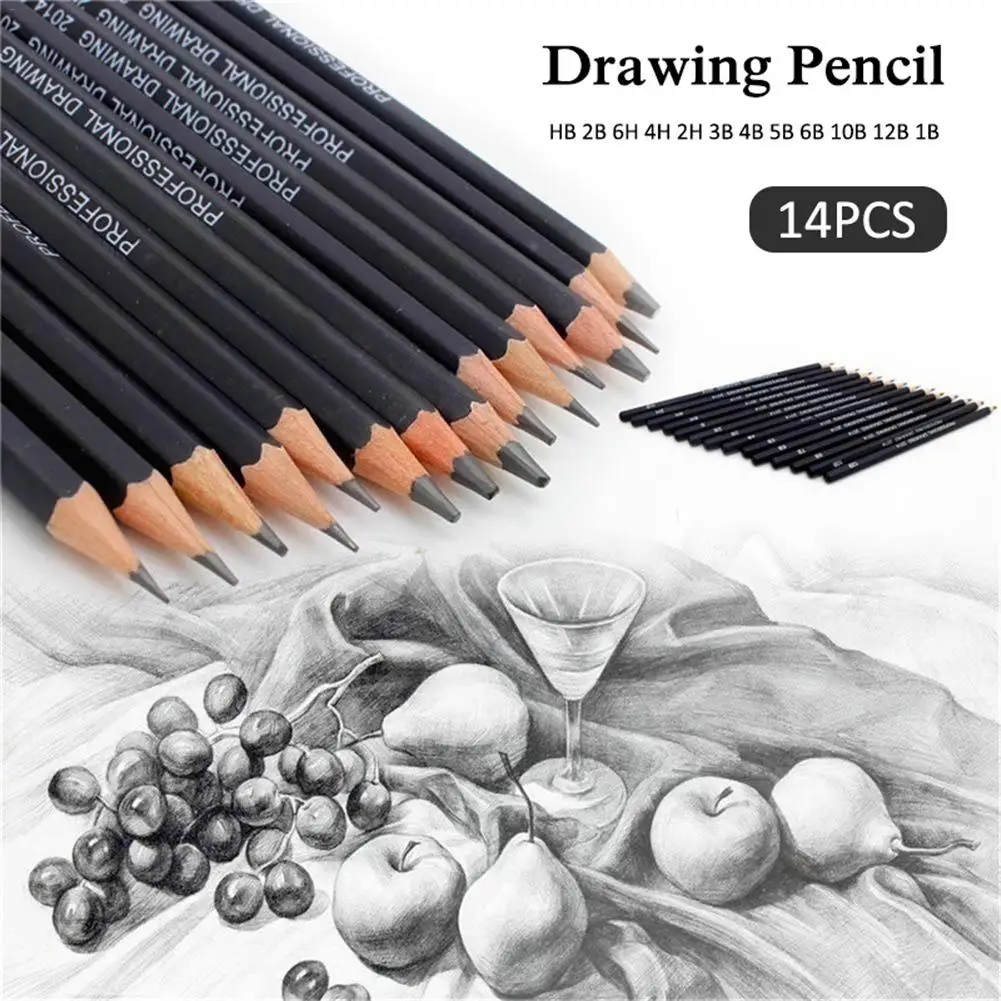 

14pcs School Art Writing Supply Sketch and Drawing Pencil lapis Set HB 2B 6H 4H 2H 3B 4B 5B 6B 10B 12B 1B #BW
