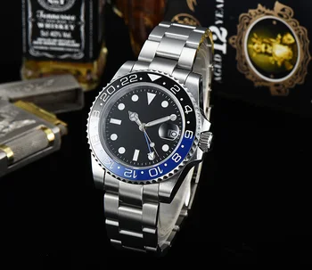 

2020 40mm GMT watch stainless steel bracelet sterile dial ceramic blue / black bezel sapphire glass automatic winding male Z-7