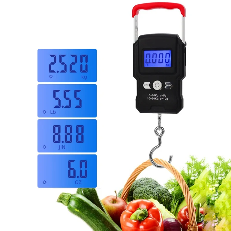 

Black LCD Portable Electronic Scale Digital Scales 20g-50kg Hanging Scale Luggage Weight Balance Steelyard