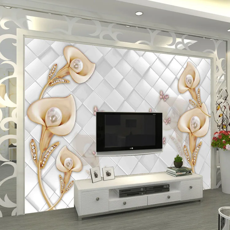 

TV Backdrop Wallpaper European Style Living Room Bedroom Wallpaper Film And Television Wallpaper 3D Jewelry Mural Seamless Wall