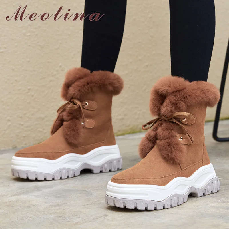Meotina/зимние ботинки на натуральном меху; женские ботильоны из коровьей замши на плоской платформе; теплая шерстяная обувь с круглым носком; женская обувь; г.; Серый цвет; размер 40