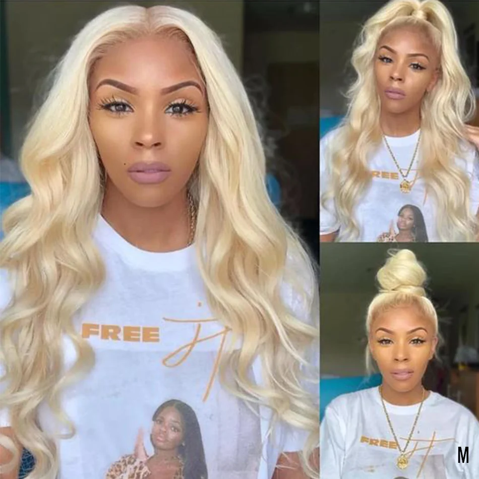 Malaysia Body Wave Wig Blonde 613 13x4 Transparent Lace Front Human Hair Glueless Pre Plucked Choshim Remy 150 Density | Шиньоны и