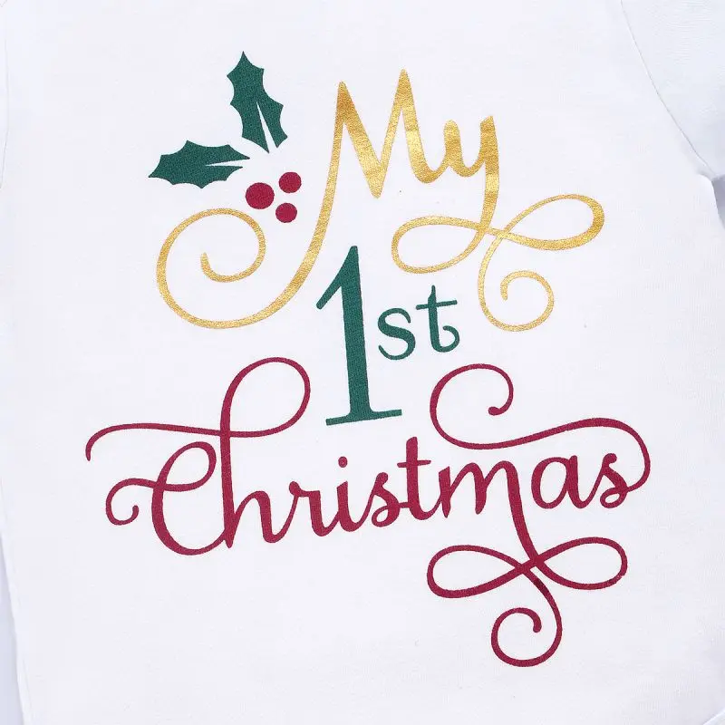 My first christmas/комплект одежды для новорожденных девочек; Одежда для младенцев; комбинезон; топы; платье-пачка; повязка на голову; комплект из 3 предметов; Рождественская одежда для малышей
