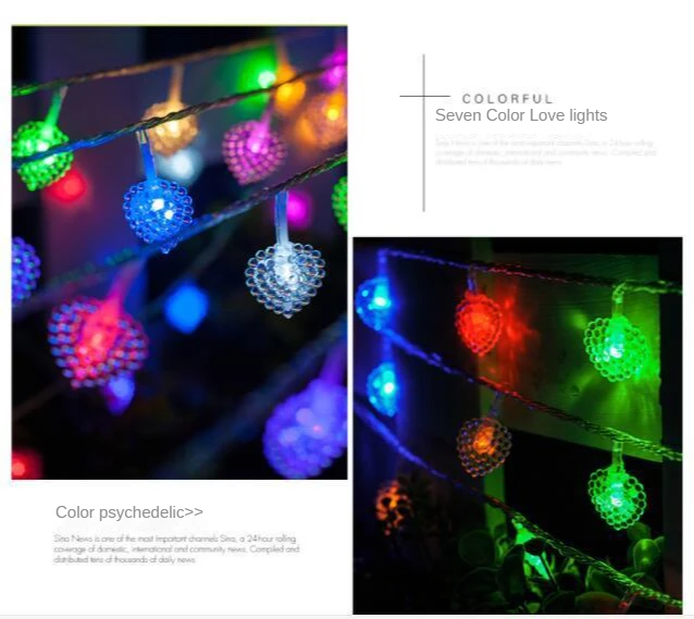 INS Girl's Heart Lovely Star LED Strip Colorful Bedroom Decorative Indoor Chain Christmas Party Festival Hanging Lights fairy light wall