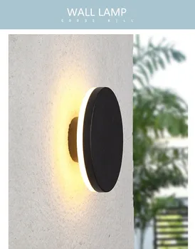 

Creative round square led outdoor waterproof wall lamp courtyard lamp simple villa garden wall lamp damp proof