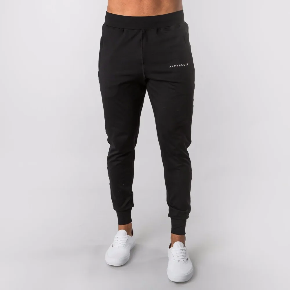 Новинка, стильные мужские спортивные штаны ALPHALETE Jogger, мужские спортивные штаны для тренировок, фитнеса, хлопковые брюки, мужские повседневные Модные обтягивающие спортивные штаны - Цвет: Black