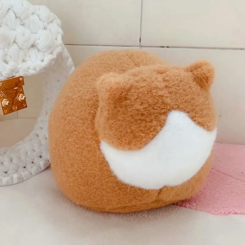 Коричневый Мягкая Очаровательная безликая кошка плюшевая игрушка круглая Толстая форма кошка мягкие животные задняя фигура тень уникальный подарок игрушка девочка домашний диван Декор - Цвет: Коричневый