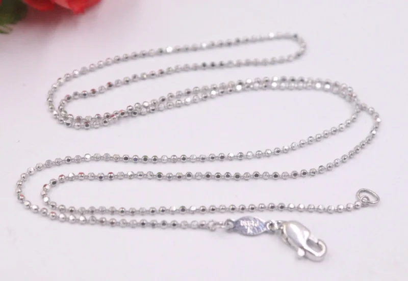 

Real Platinum 950 Necklace Women's Chain 1.1mm Carved Beaded Link 17.7''L Gift Neckalce Jewellery