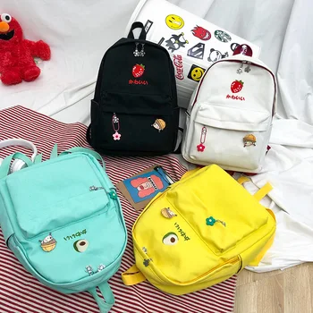 

Women Backpack Shoulder Bags 2019 New Fashion Female Cute Embroidery Fruits Preppy Style Soft Zipper Girls School Bags Backpacks