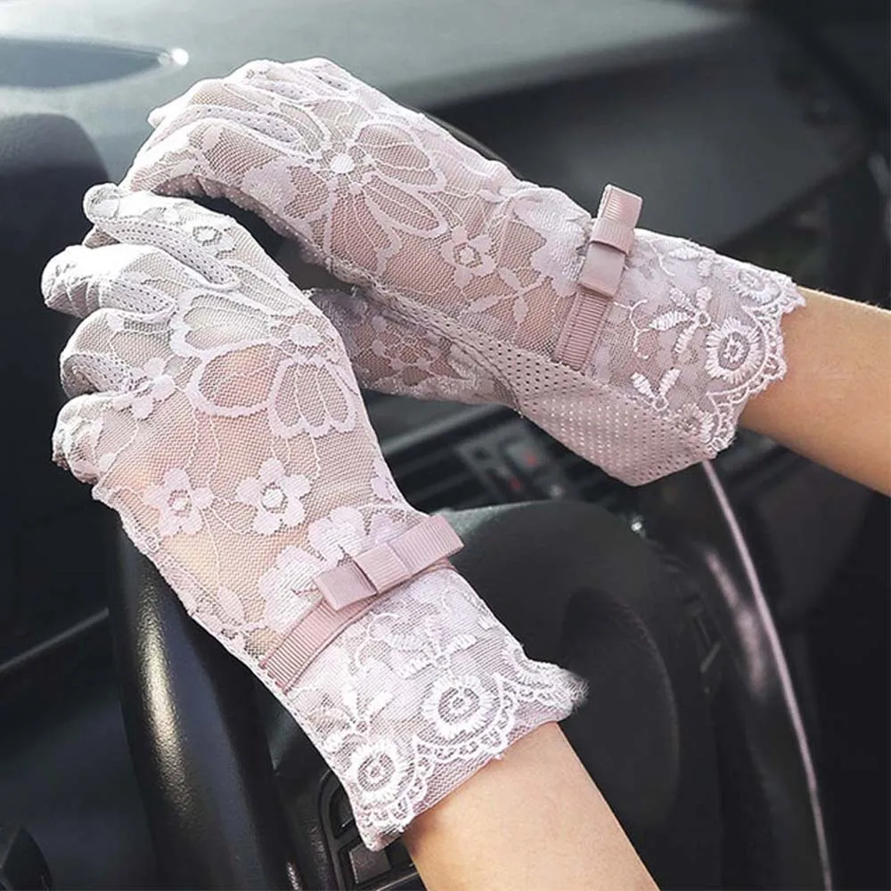 Lace Faux Women Gloves Sexy Bride Fishnet Crochet Floral Summer Sun Protection Mittens Fashion Elegant Lady Driving Gloves