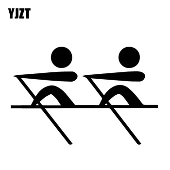 

YJZT 14.8CM*9.8CM Ship People Tacit Understanding Rowing Boat Cool Vinly Decal Nice Ornament Car Sticker Black/Silver C27-0624