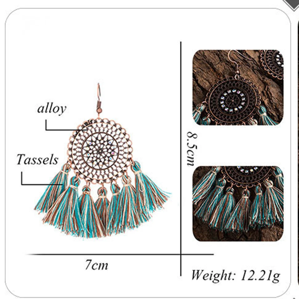 Exaggerated natural stones bead long tassel earrings 2020 New bohemian brincos bijoux Crystal dangle drop earrings women jewelry (17)
