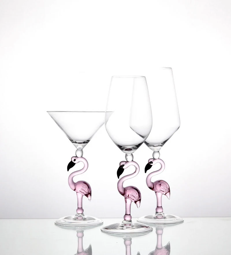 2pcs Luxury Creative Flamingo Crystal glasses Cocktail Glasses Champagne glasses wine cup Bar Hotel Party Wedding Grace cup