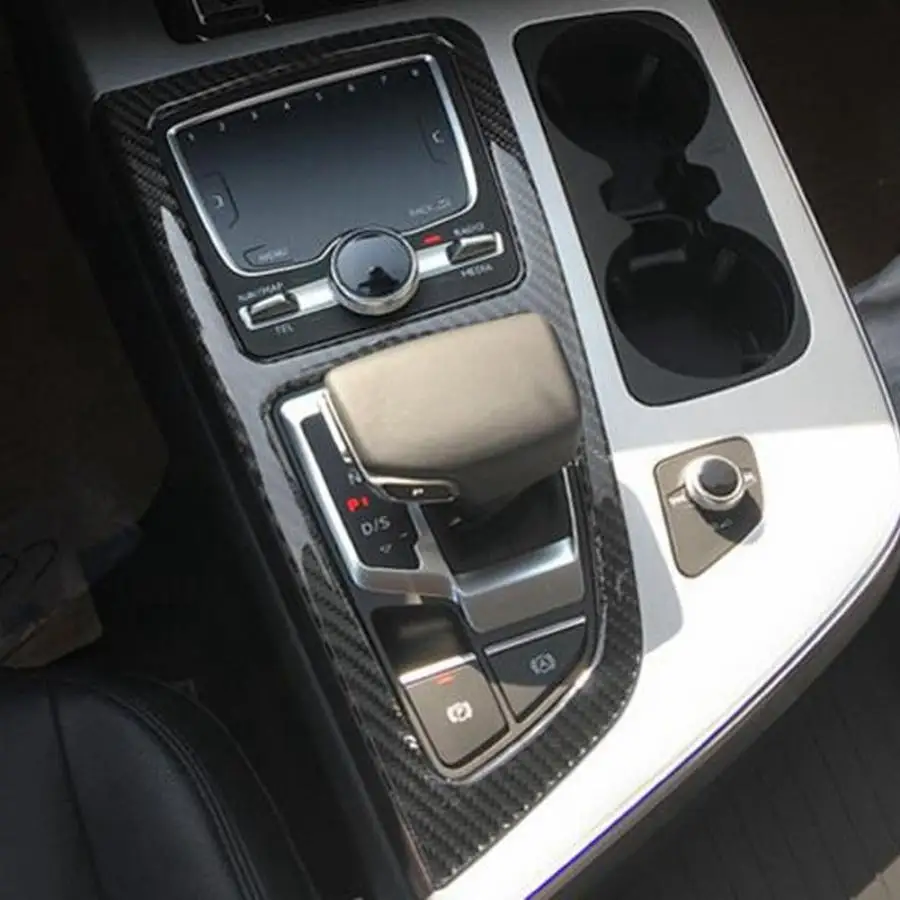 

Carbon Fiber Console Board Inner Gearshift Box Decorative Trim Cover Fit for Audi Q7 2016 2017 2018 2019 Shift Panel Cover
