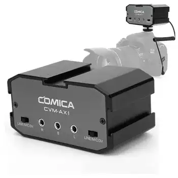 

Comica CVM-AX1 Audio Mixer Adapter Universal Dual Channels Microphone Sound Mixer 3.5mm Audio Input for sony Canon Nikon DSLR