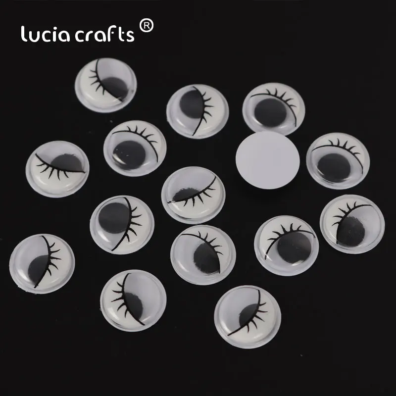 Lucia crafts 10 мм/15 мм черный белый пластик Googly с изображением глаз и ресниц DIY искусство для кукол/игрушек 48 шт/200 шт K0916