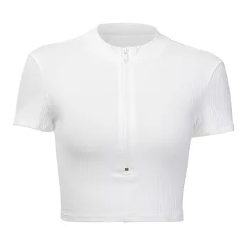 

hirigin fashion casual womens cotton zipper short tops female short sleeve solid slim bouses ladies o-neck new summer shirts