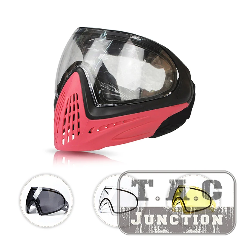 

Tactical Thermal Paintball Goggle Full Face Mask Dual Anti-Fog Lens High Vision Adjustable Airsoft Shooting Accessories BKRD