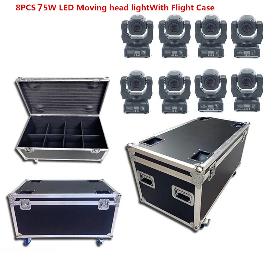 8 шт./лот 75 Вт Светодиодный луч движущаяся голова свет с футляром для полета СИД