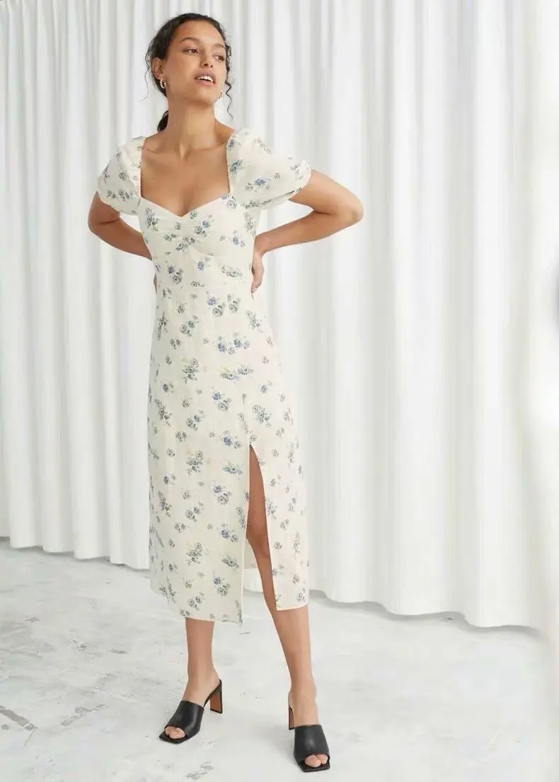 zara linen floral dress