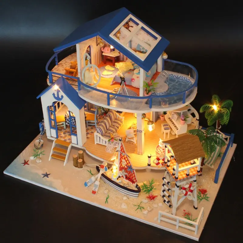 Diy Кукольный дом большие миниатюры кукольный домик poppenhuizen en miniaturen кукольные домики мебель 1:12 деревянный дом кукла игрушка Рождество