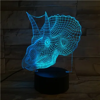 

3d Lamp Color Changing Decoration Novel Jurassic Park Triceratops 3d Lamp Visual Light Effect Personalized Led Night Light Lamp