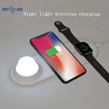 

Wireless Charger with LED Night Light Fast Charging For iPhones Samsung Huawei Xiaomi