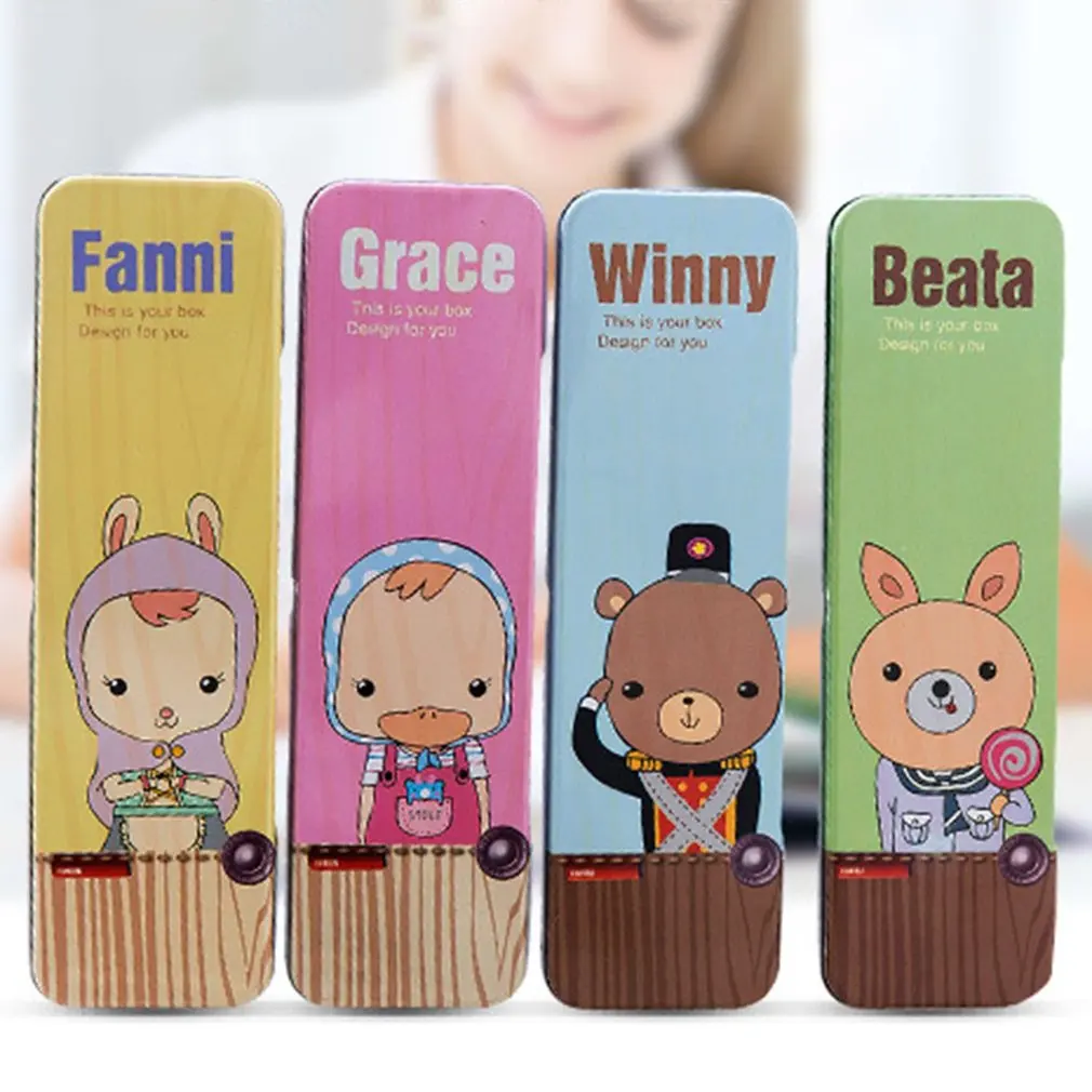 New Pen Box Storage Portable School Tin Pencil Case Student Gifts Organizer Cute Cartoon Iron Tinplate Study Stationery | Дом и сад