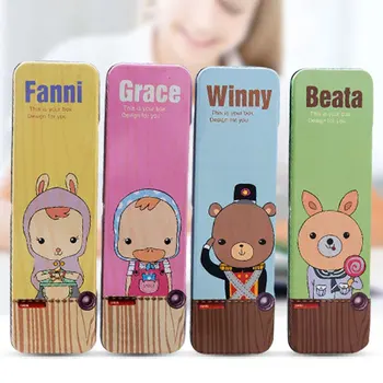 

New Pen Box Storage Portable School Tin Pencil Case Student Gifts Pen Box Organizer Cute Cartoon Iron Tinplate Study Stationery