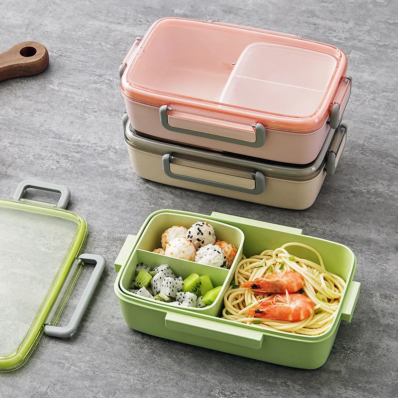 Портативная герметичная микроволновая коробка для ланча, независимая решетчатая коробка для ланча Bento box, портативный контейнер для еды, переноска для еды, для пикника