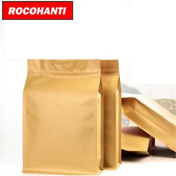 

100PCS 8-Sided Paper Bag Side Gusset Kraft Paper Bag Food Grade