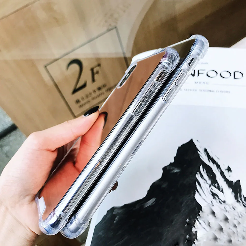 Фото Зеркальный ТПУ чехол для телефона iPhone 11 12 Pro Max XR X 10 XS 7 8 6 6s Plus 12 mini Роскошный подарок ударопрочный чехол для задней панели №4