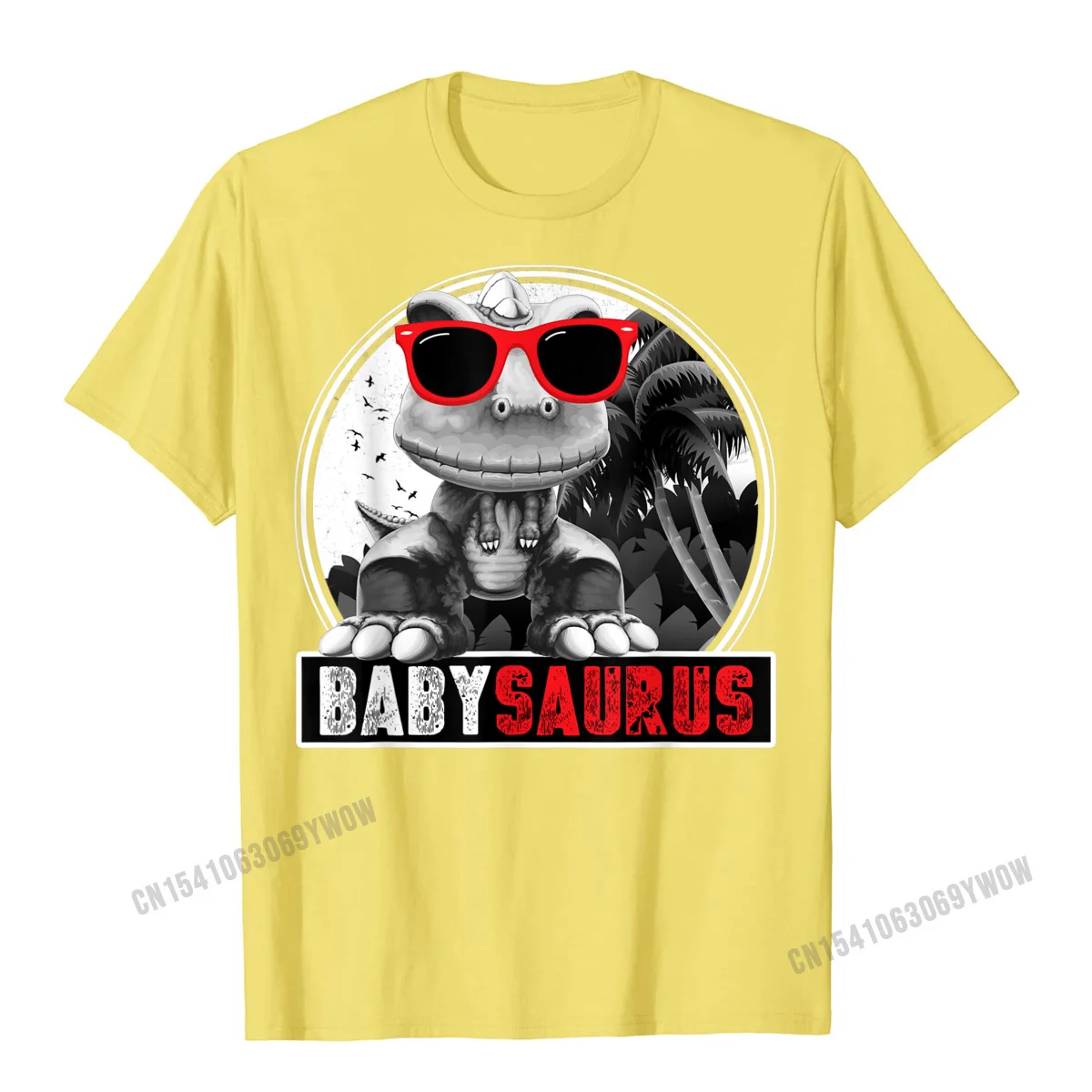 Design Short Sleeve Tops & Tees Summer Round Neck Pure Cotton Men T-Shirt Summer Design Clothing Shirt 2021 Popular Babysaurus Kid T Rex Baby Saurus Dinosaur Matching Family T-Shirt__583 yellow