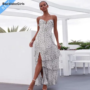 

2020 Summer Sunflower Dress Women Party Dress Plus Size Flower Beach Dress Female Floral Backless Long Women Dress Ladies