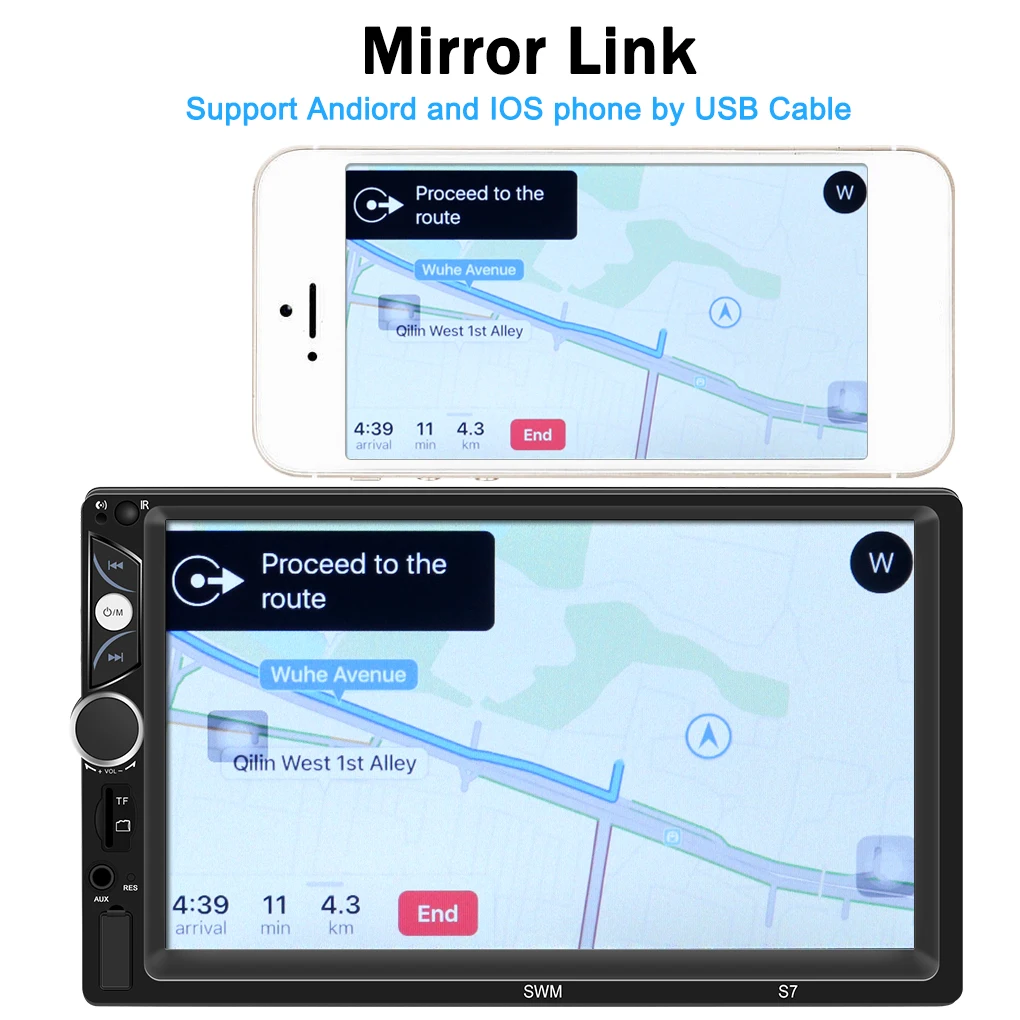 7 дюймов 2DIN Bluetooth Встроенная автомобильная стереосистема MP3 MP5 плеер USB FM AUX Камера двойной Зеркало Ссылка