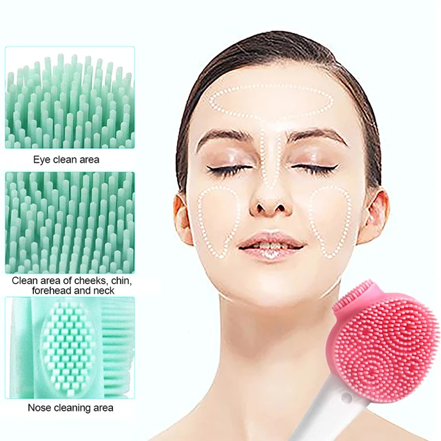 brosse nettoyante visage à Double tête en Silicone, outil de nettoyage du visage