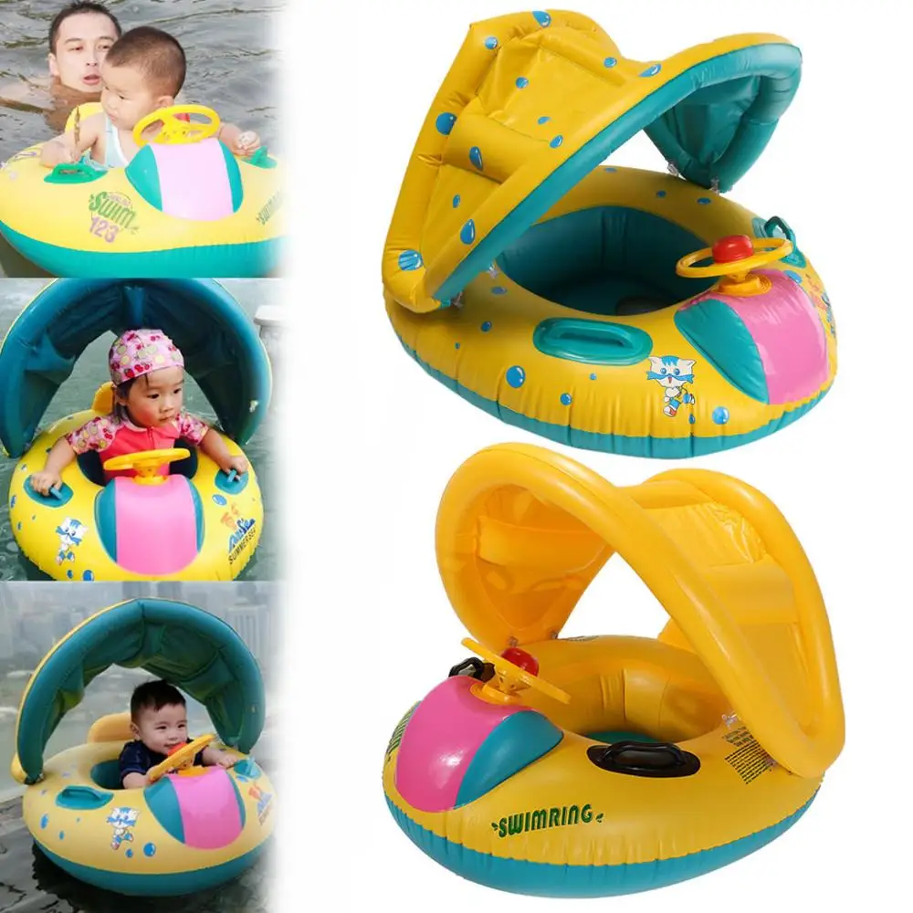 

Adjustable Sunshade Baby Swim Inflatable Float Seat Boat Swimming Ring