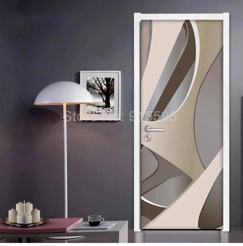 ПВХ самоклеющиеся двери стикер 3D геометрические наклейки на стене обои Гостиная Спальня украшение дома украшение для двери Papel де Parede